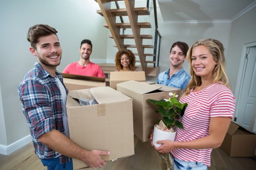 Moving van with recyclable household items prepared for sorting in Sidcup