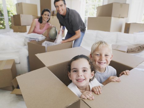 Van loading safety scene with moving equipment and protective packing materials