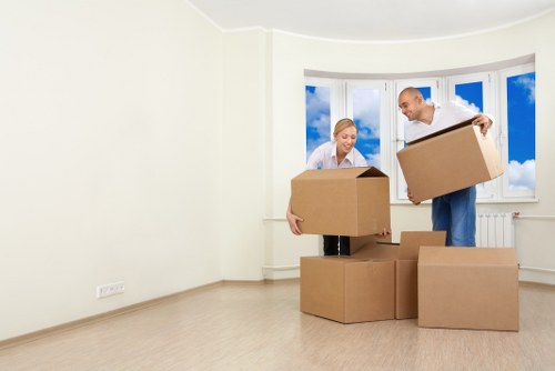 Packed boxes and household items prepared for removals