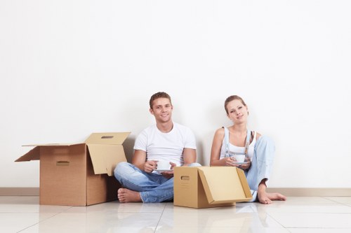 Packed boxes and labelled items ready for a Sidcup business relocation