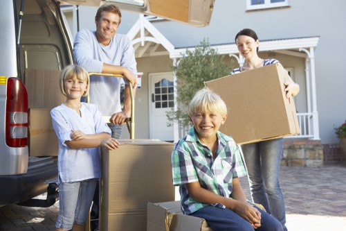 Health and safety checklist beside a moving van during a professional move